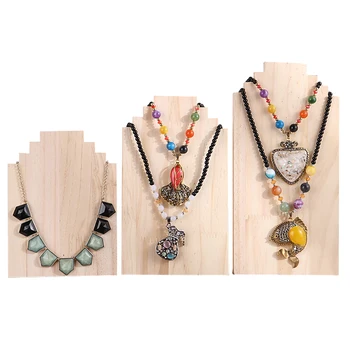 

Wooden Necklace Display Stand Small/Medium/ Large Pendant Bracelet Jewelry Show Rack Shelf Showcase Organizer