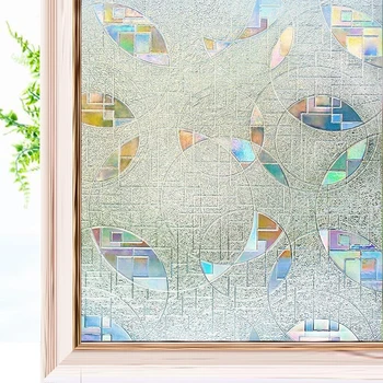 

3D Decorative Static Cling Window Privacy Film No Glue Removable Window Cling Anti UV Window Tint Film for Home Kitchen
