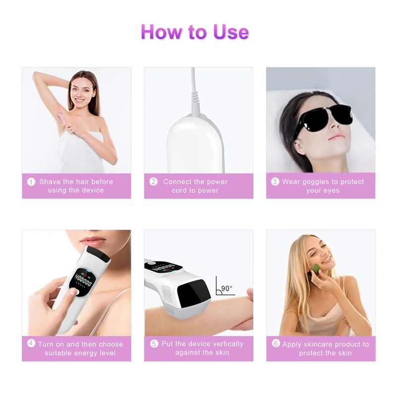 Hair Removal System 400,000 Flashes Skin Facial Body Permanent Hair Remover Device with LED Screen EU Plug