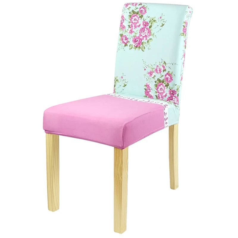 Цветочная накидка на стул из спандекса эластичное покрытие Чехлы для обеденных стульев офисные универсальные съемные кухонные Чехол для стула тянущийся для отеля - Цвет: 15