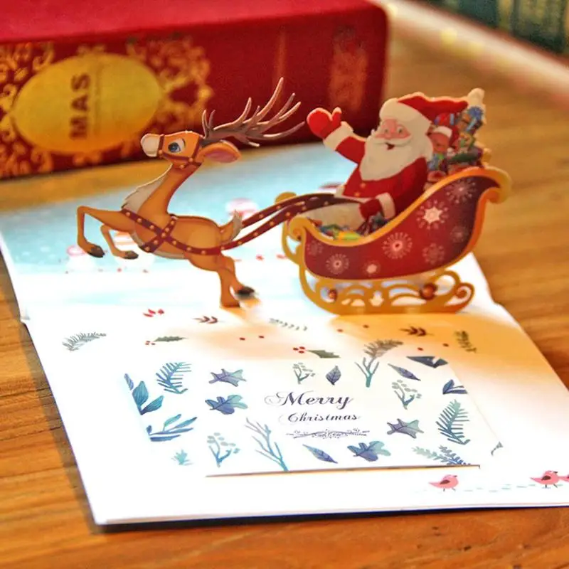 5 шт Рождественская открытка 3D DIY конверт Новогодний подарок для друзей