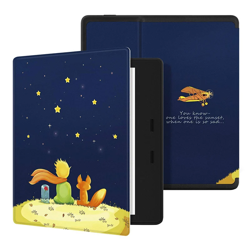 little prince fox Окрашенный из искусственной кожи чехол для всех новых Kindle Oasis(10th Gen /9th Gen Release) подходит защитный чехол с функцией автоматического пробуждения и сна - Цвет: little prince fox