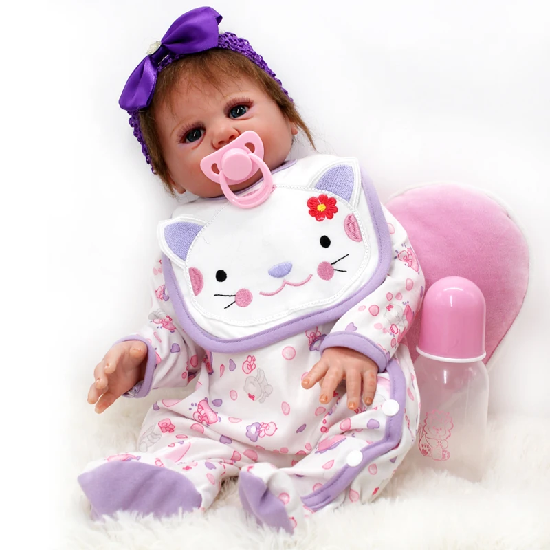 16 Inch 40cm Reborn Doll Soft Silicone Body Blue Eyes Cute Girl Joint-body Toy Rebirth Baby Dolls Bebe Toys Children's Gifts