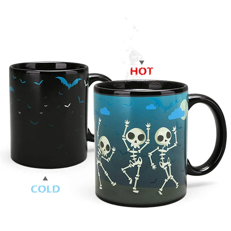 Halloween Discoloration Cute Skull Pattern Novelty Personality Ceramic Mug 330mlMM
