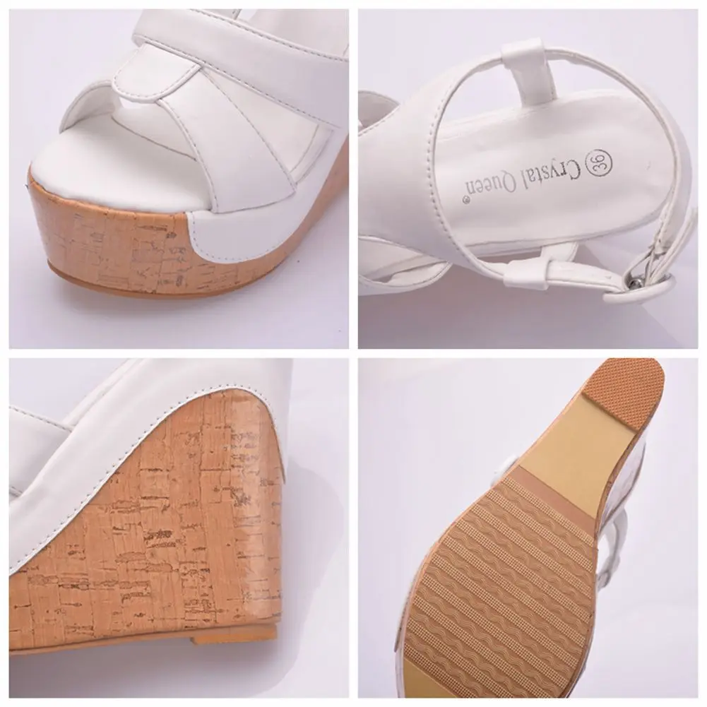 2021 New Women Wedge Sandals Summer Platform White Black Buckle Strap Peep Toe Thick Bottom Casual Ladies Roman Shoes H0163