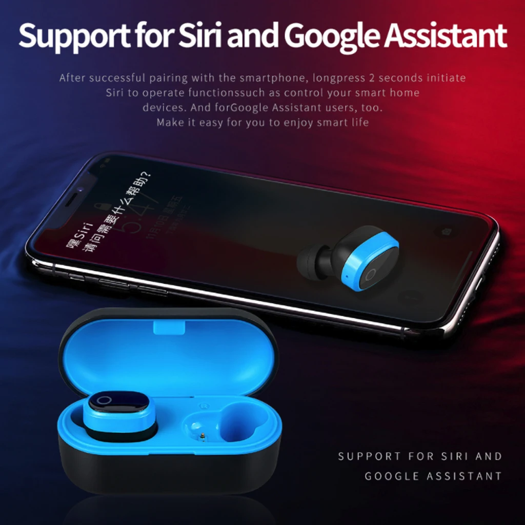 High quality Wireless Bluetooth 5 0 Stereo Headset In Ear Earphone With Charging Bin Bluetooth headset For Iphone Samsung