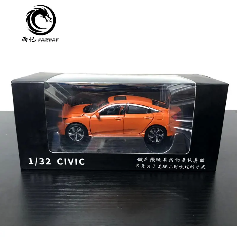 JK 1/32 масштабная модель автомобиля игрушки Япония Honda Civic звук и свет литья под давлением Металл тянет назад модель автомобиля игрушка для подарка, дети, коллекция - Цвет: Оранжевый