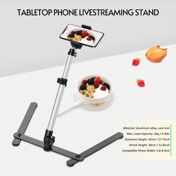 

Photography Copy Stand Tabletop Phone Livestreaming Stand with Adjustable Phone Holder Tabletop Monopod Stand Max. Load 2kg