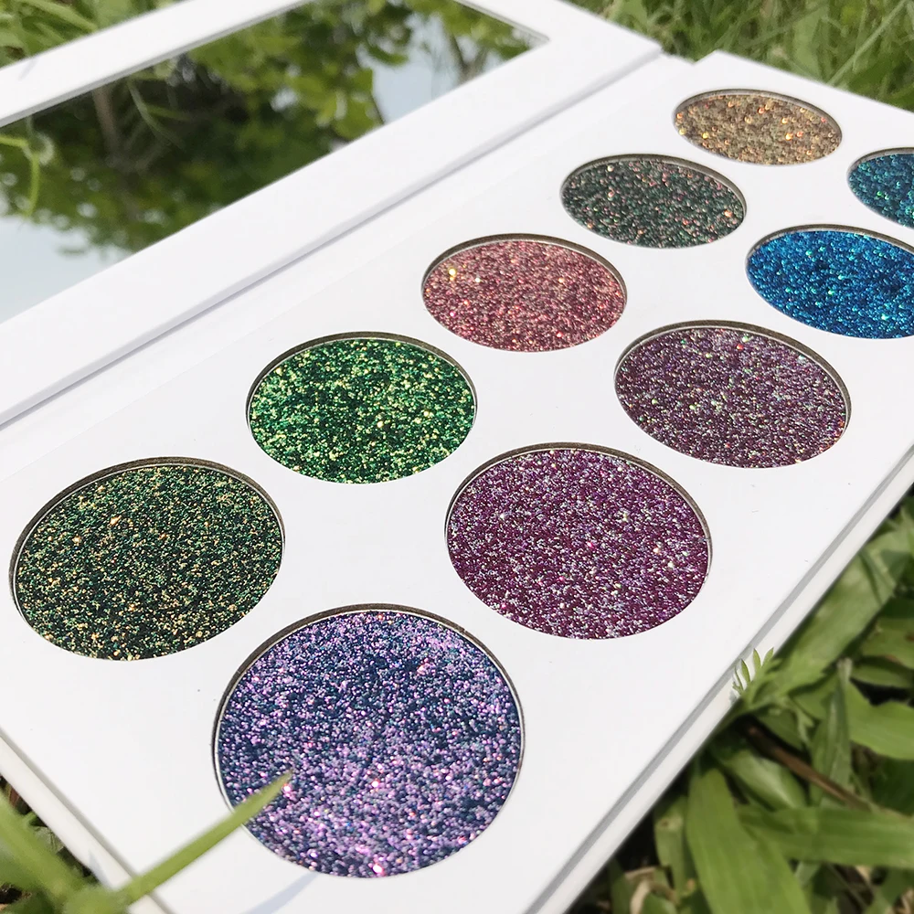Best Private Label Products 10Colors Glitter Metallic Eyeshadow Palette Glossy Pigment Halloween Christmas Makeup Low MOQ