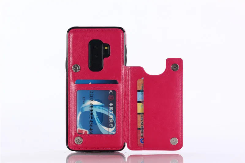 rose red Двухкнопочный Флип-кошелек для samsung Galaxy S7 S7 Edge S8 S8 Plus S9 S9 Plus S10 S10 Plus Note8 9 кронштейн чехол из ТПУ - Цвет: rose red