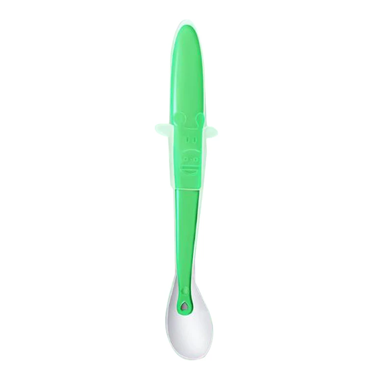 Хорошие продажи, детские ложки, посуда для кормления, столовые приборы, столовые приборы, ложка, силиконовые инструменты для лоскутного шитья, набор супов, половник - Цвет: green