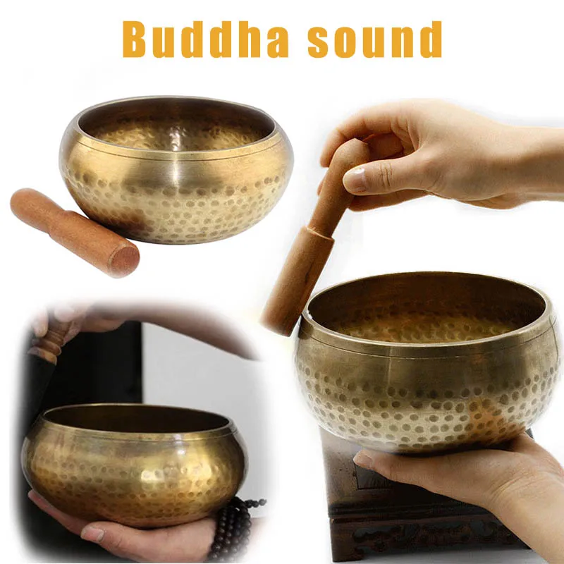 Буддистский ТИБЕТСКИЙ Поющая чаша для медитаций Чеканная чакра украшения Йога медная чакра религия вера буддийский успокаивающий ALS88