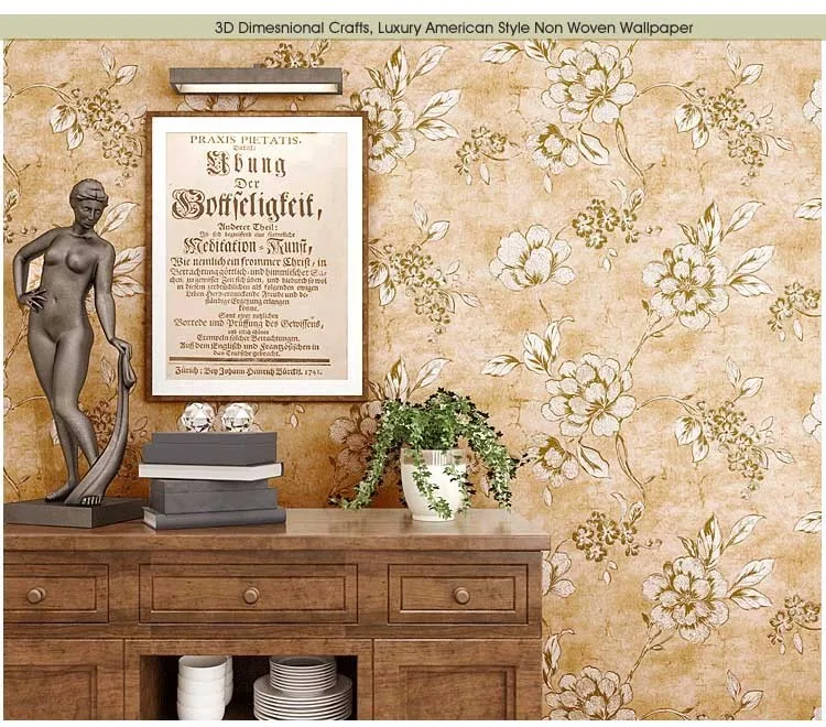American Style Wallpaper Vintage Flower 3d Rustic Wall Paper For Walls