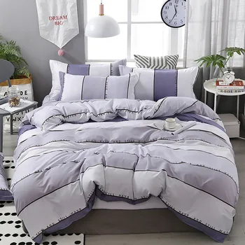 

Thumbedding King Size Bedding Set Geometric Simple High End Duvet Cover Grey Full Twin Queen Single Unique Design Bed Set