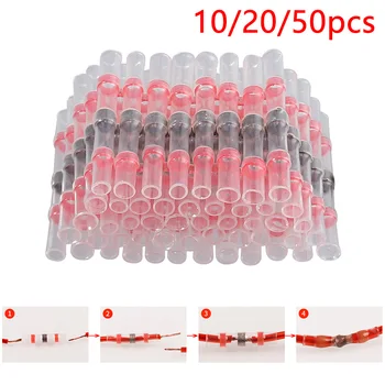 

10/20/50Pcs Insulated Waterproof Butt Wire Connectors Electrical Wire Soldered Terminals Heat Shrink Useful Soldering Connectors