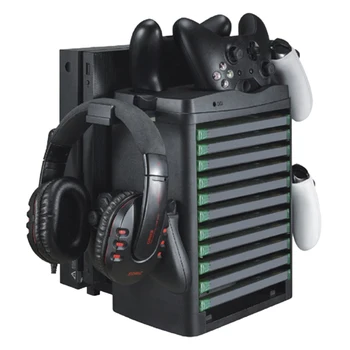 

Universal Game Black Multifunction Handle Seat Desk Stand Stable Disk Storage Tower Heat Resistant ABS Charging Dock For XBOXONE