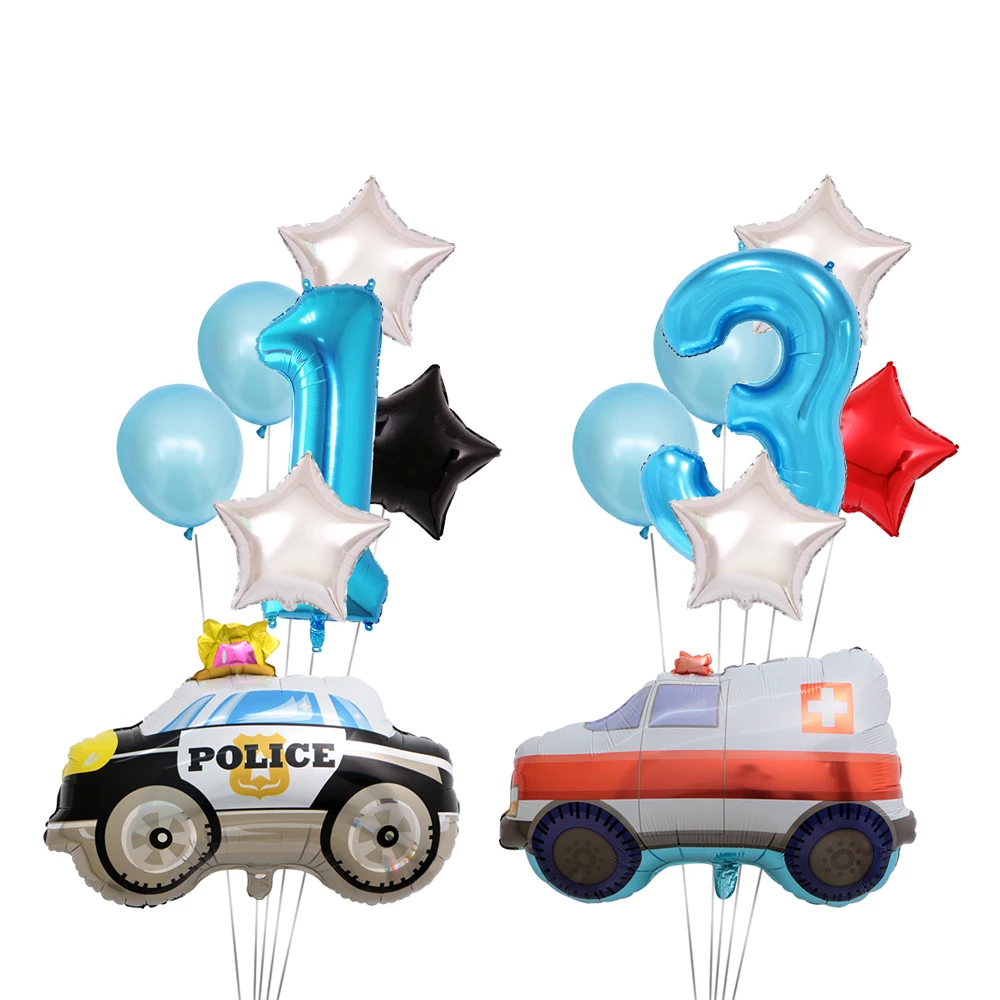 6 шт. автомобильные воздушные шары в мультяшном стиле набор пожарная машина