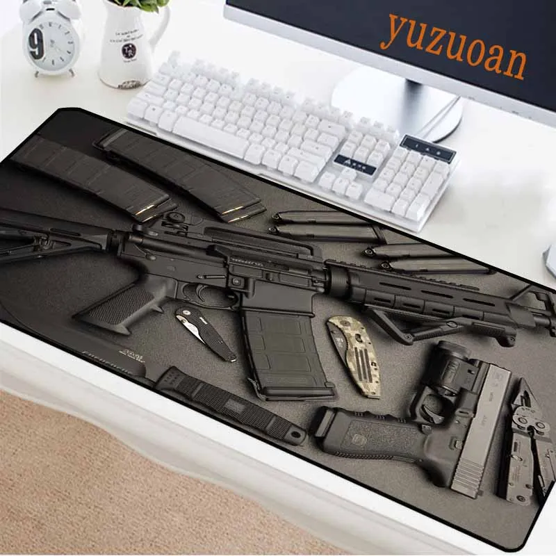 

Yuzuoan Computer Game Mouse Pad Gun Fan M416 Rifle Pistol Saber Office Keyboard Mat Natural Rubber Non-slip Waterproof Carpet
