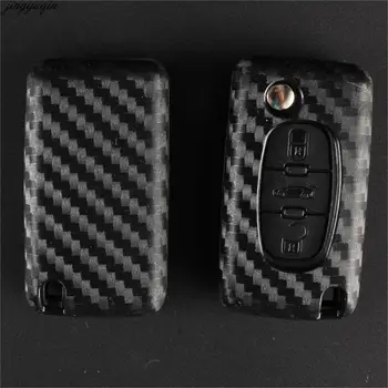 

10X Carbon Fiber Silicone Remote Car Key Case For Peugeot 207 307 308 407 408 Partner Citroen C3 C4 C5 C6 Berlingo Picasso Xsara