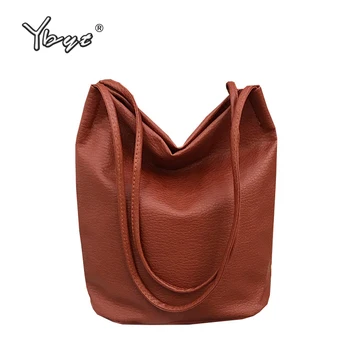 

YBYT soft PU leather fashion women bucket bag hotsale woman famous brand shoulder bag luxury handbag large capacity shopping bag