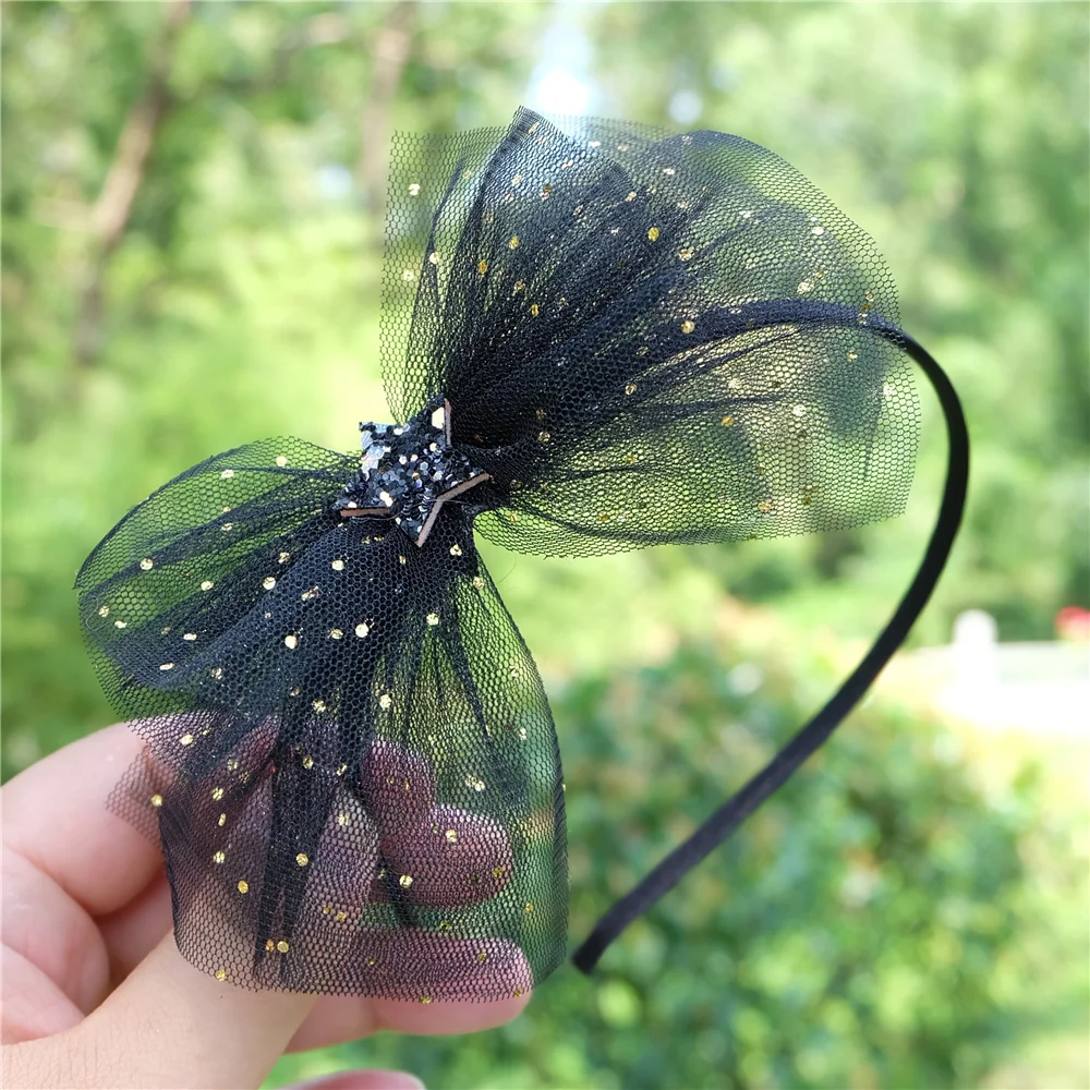 Mädchen Glänzende Schleifen Haarband Farbe Garn Stirnband Prinzessin Kopfbedeckung Student Mode Haarband Niedliche Kopfschmuck Kinder Haarschmuck – Detail 3