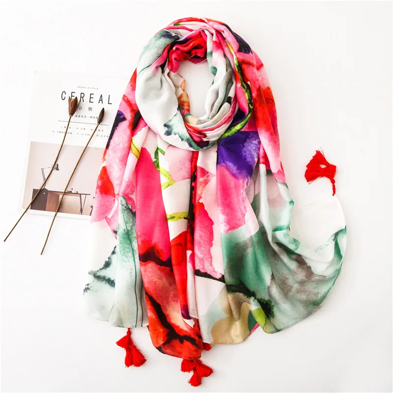 

New Fashion Handmade Muslim Big Flower pattern Scarf Arab Long Scarf Weddig