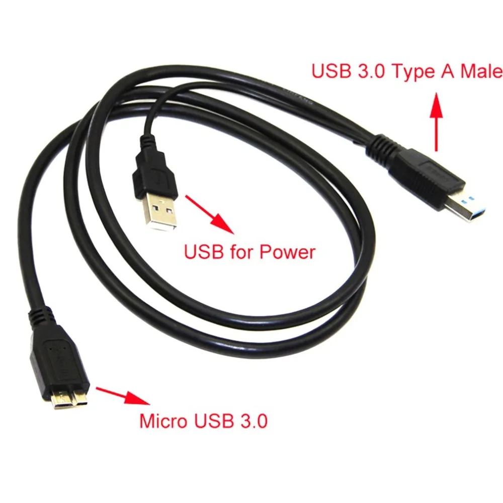 0,6 м Dual USB 3,0 A Male к Micro B Y ЧЕРНЫЙ Мощность кабель передачи данных мобильного жесткого диска 2-разъем Y-дизайн