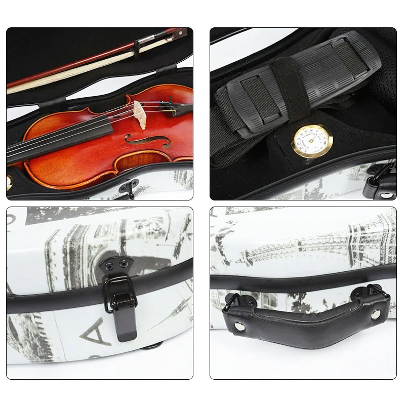 Caixa de Fibra Caixa de Violino Case com Higrômetro Fastshipping Violino Caixa Triângulo Carbono 4 - - Image 6