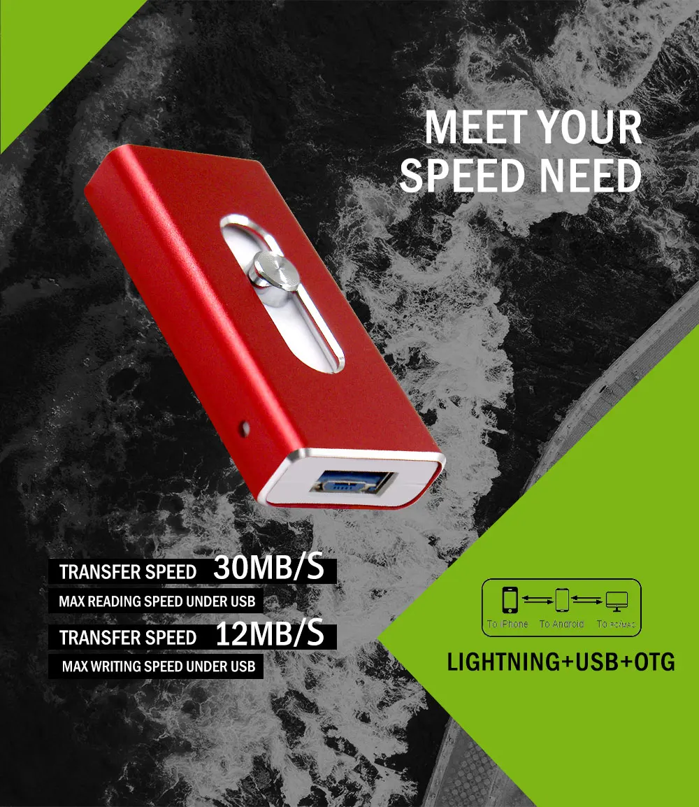 3 в 1, 128 ГБ, 64 ГБ, 32 ГБ, 16 ГБ, 8 ГБ, металлический USB 3,0, OTG, iFlash Drive, HD USB флеш-накопители для iPhone, iPad, iPod и Android Phone