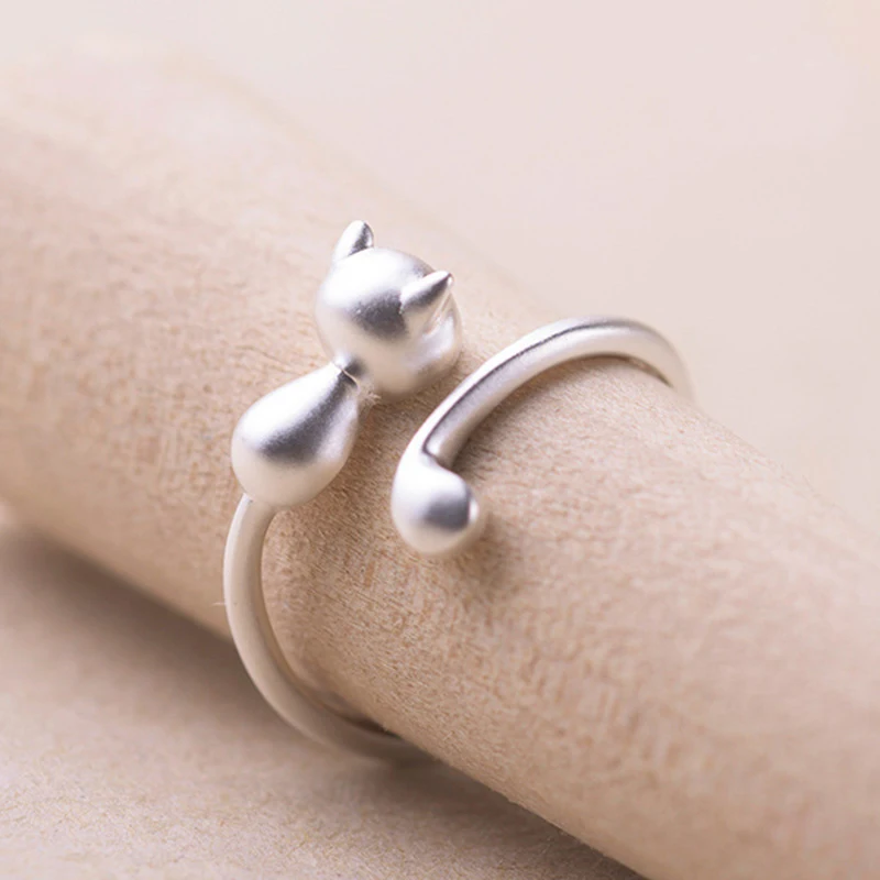 Ring for Men Women Japanese Style Cute Cat Ring Simplicity Fashion Jewelry  Gifts Blue Rhinestone Eyes Dog Rings