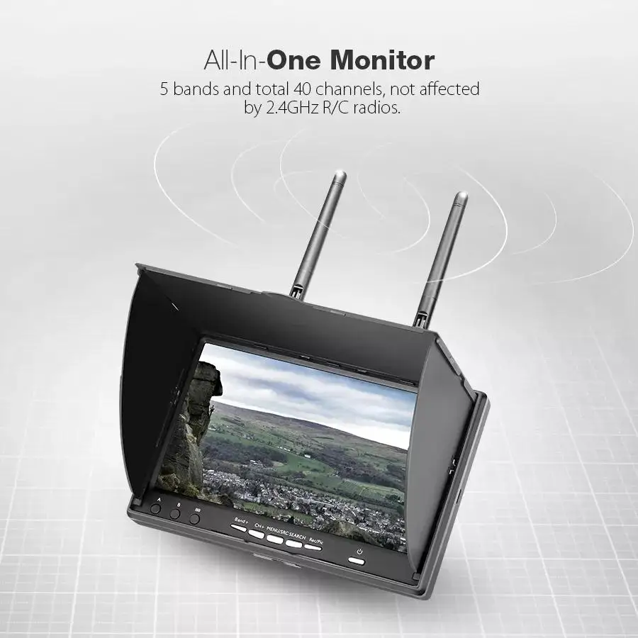 LCD5802D 5802 5,8G 40CH 7 дюймов FPV монитор с DVR встроенный аккумулятор видео экран антенна AV кабель зарядное устройство набор