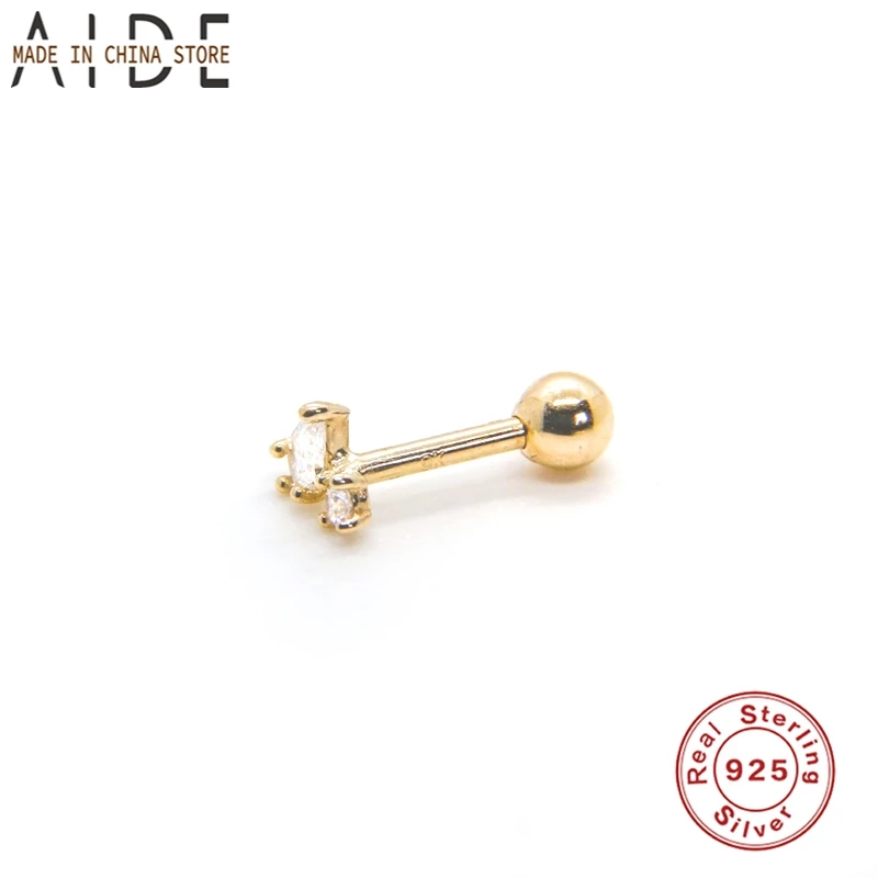 

Aide 925 Sterling Silver Stud Earrings Shaped Zircon Bone Nails Oreja Helix Ear Piercing Cartilage Daily Wear Silver Earrings