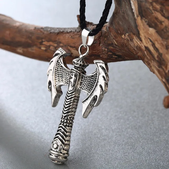 CHENGXUN Viking Perun Axe Gothic Retro Pendant Mens Necklace Slavic Axe Amulet Nordic Talisman Jewelry Boys Gift - Окраска металла: 01