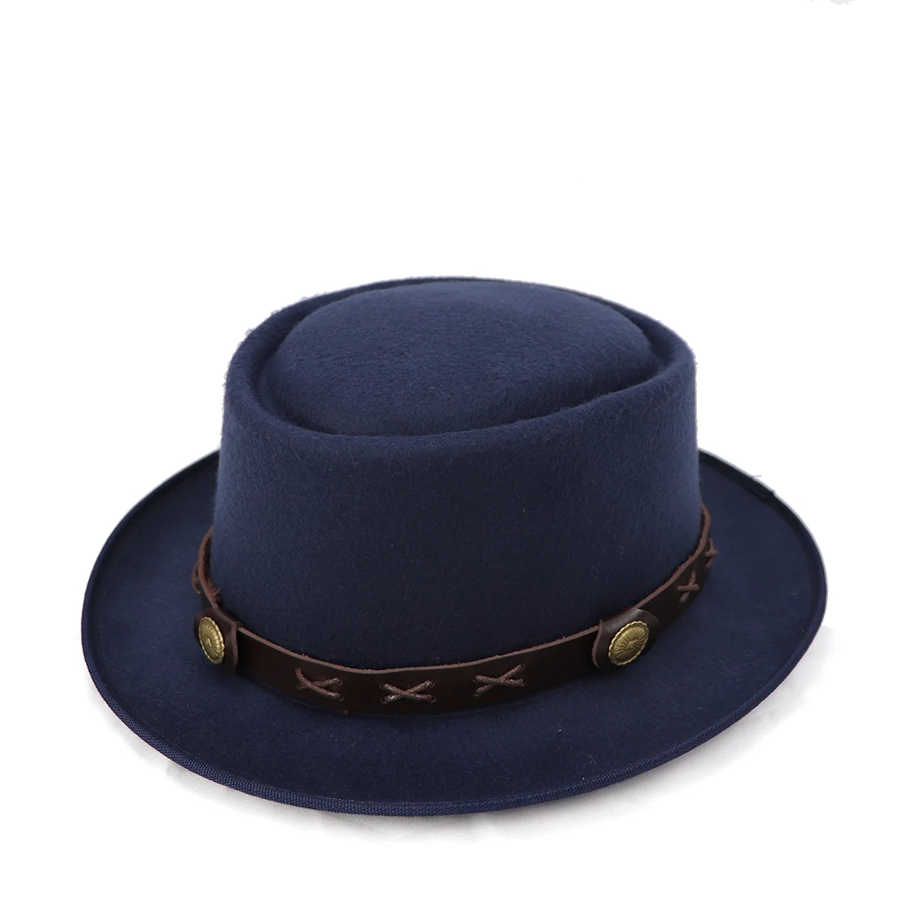 Мода осень зима чистый цвет полями fedora шляпа для женщин и мужчин с поясом панама джаз шапка Трилби фетр Винтаж классическая шляпа игрока