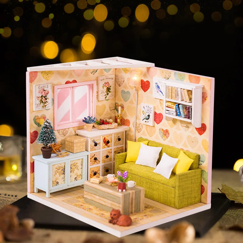 Дети DIY кукольный дом мебель Diy Миниатюрный 3D Деревянный миниатюрный кукольный домик игрушки для детей подарки на день рождения Каса дневник котенка