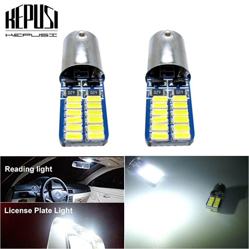 

2x Canbus Error Free BA9S H6W LED For car Reverse Turn signal brake Lights Parking Lights License Plate Lights White