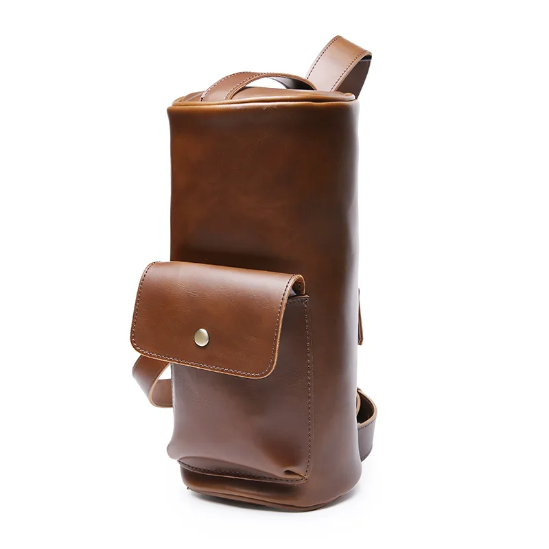 

New retro casual men's bag chest bag backpack tide personality cylinder bag