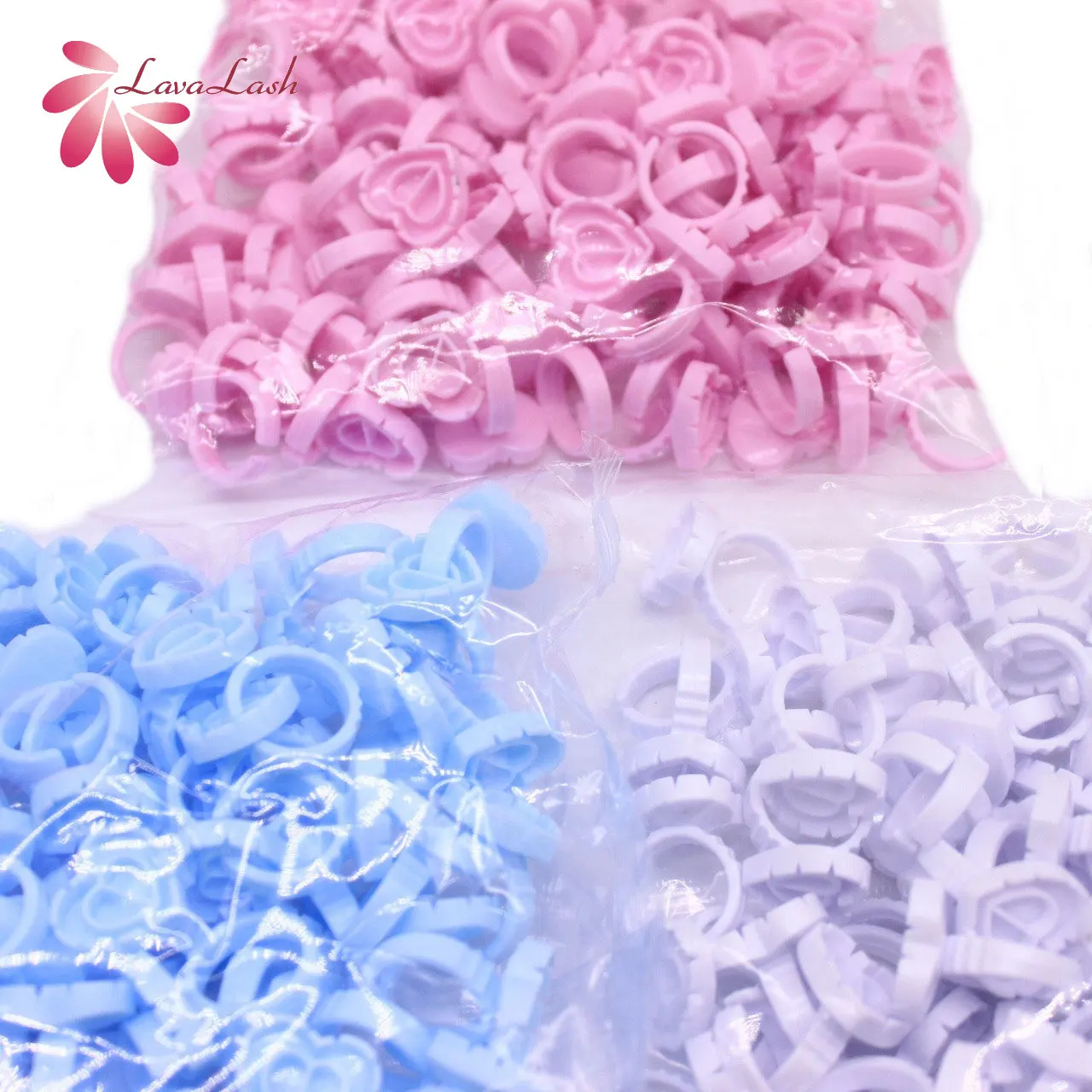Lavalash Wholesale Cheap Plastic Glue Ring 100pcs heart shape plastic Lash Extensions Tools