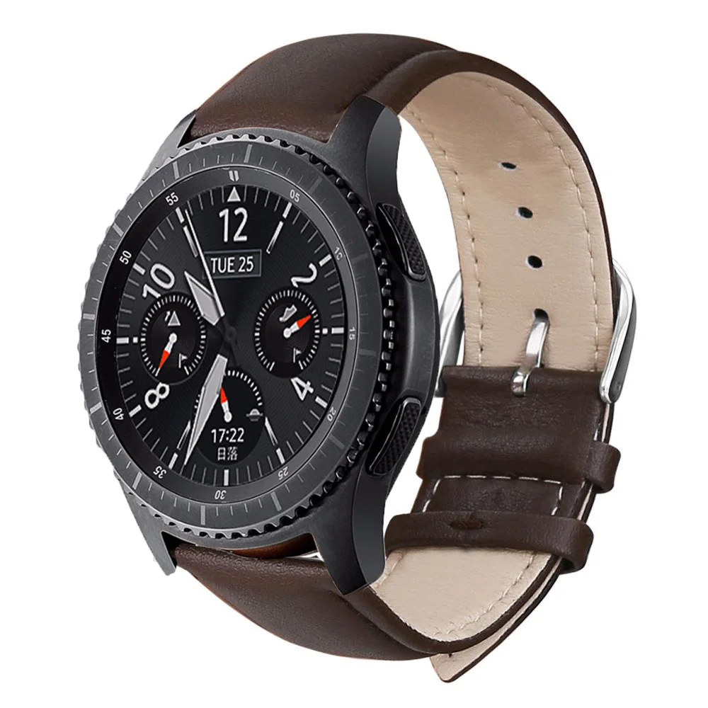 Модный кожаный ремешок 22 мм для samsung Galaxy Watch 42 мм 46 мм Замена для gear S3 браслет умные наручные часы - Цвет ремешка: Коричневый