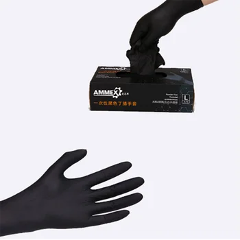 

AMMEX Disposable Work Gloves 100pcs/Box Salon Tattoo Laboratory Chemistry Protective Nitrile Non-Slip Black Waterproof Boxed