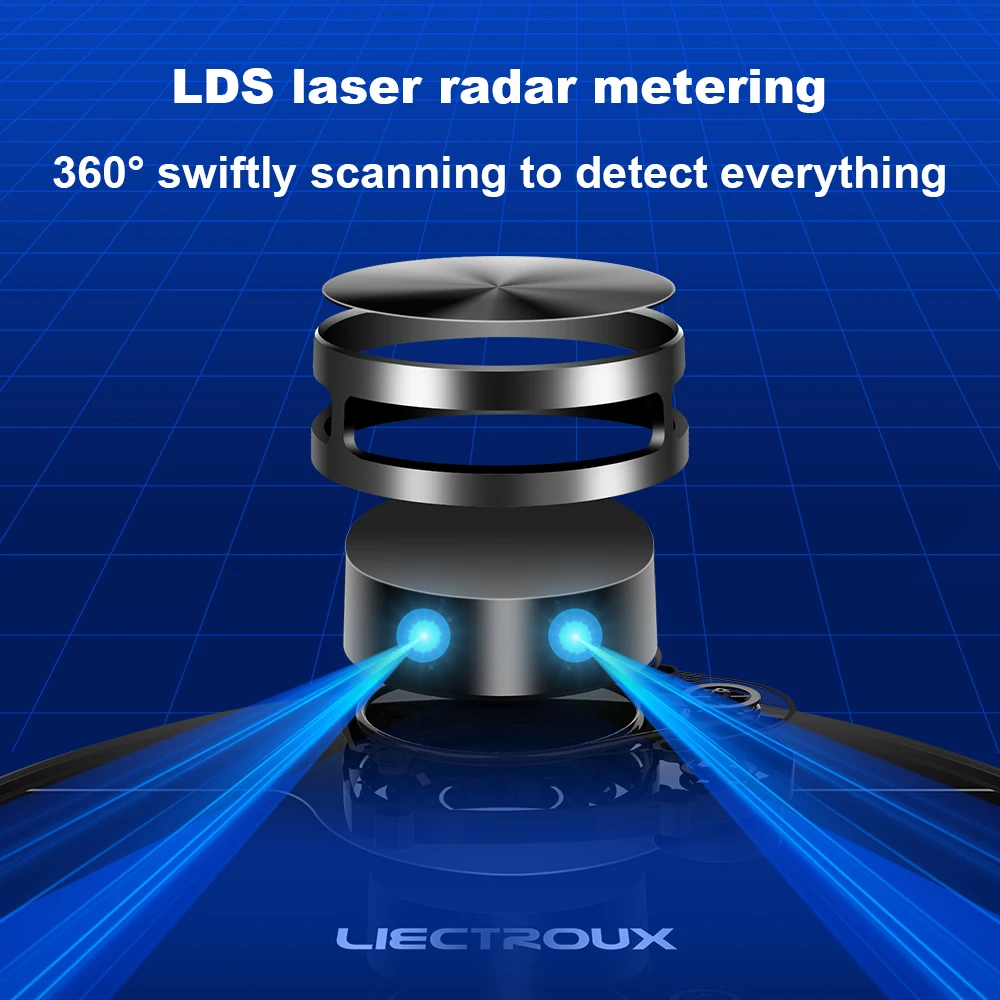 Liectroux ZK901 라이더 로봇 진공 청소기, 레이저 내비게이션 및 매핑, 6500Pa 흡입, 음성 및 WiFi 앱 제어, 이동 금지 구역, 선택적 방 청소, 중단 점 재개 가능한 청소, 습식 걸레질