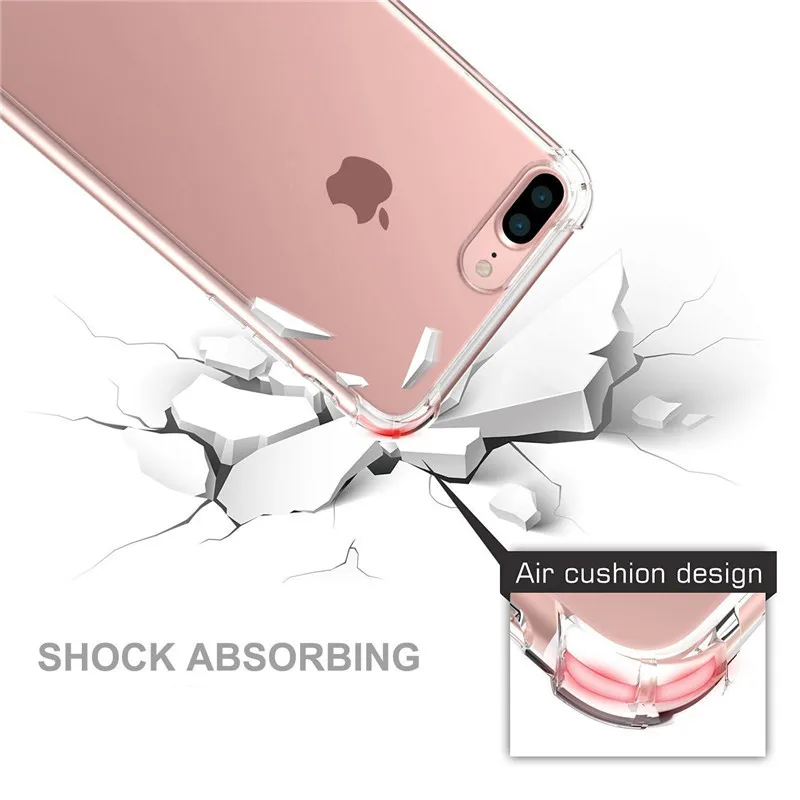Прозрачный чехол для iPhone 8 7 6 6s Plus X чехол для iPhone 5 5S SE противоударный Air kussen силиконовый мягкий чехол для iPhone 7