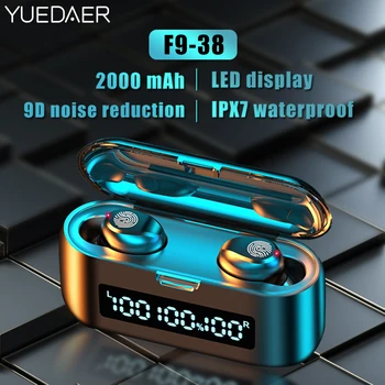 

F9-38 tws headphones 9D Hifi gaming headset Wireless Earphone 2000mAh LED Display bluetooth 5.0 наушники Touch Control Earbuds