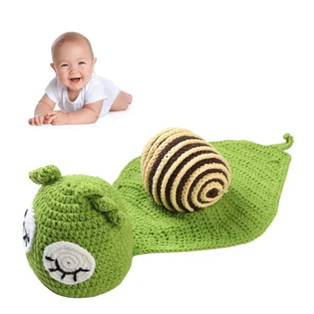 

Newborn Baby Photography Props Cute Cartoon Snail Shaped Photo Taking Outfits Unisex Knitted Costume Suits (Cyan)