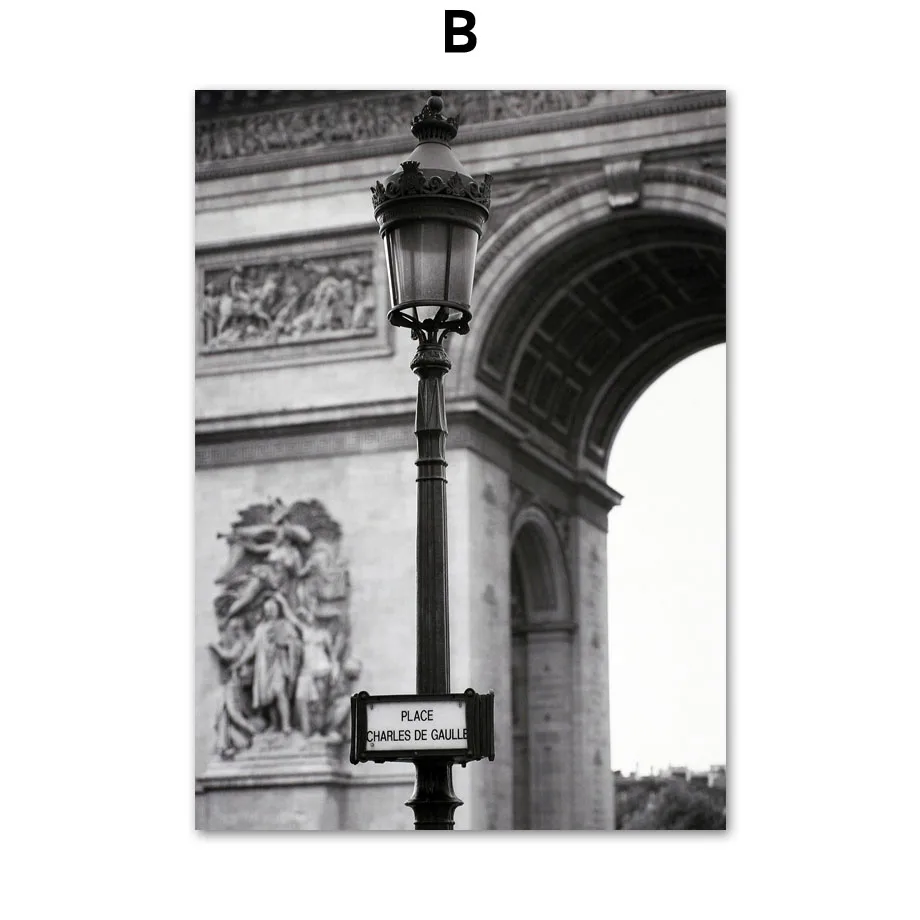 B Paris Venice Window Guitar Moon Wall Art Canvas Painting Black White Nordic Posters And Prints Wall Pictures For Living Room Bar - Цвет: B