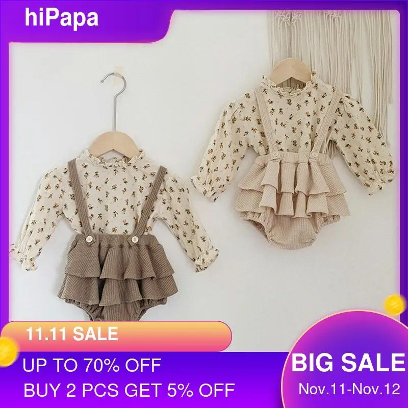 1450.0¥ 55% OFF|女の赤ちゃんのための綿の服のセット,2ピース,花柄のブラウス,シャツ,ロンパース,春と新...