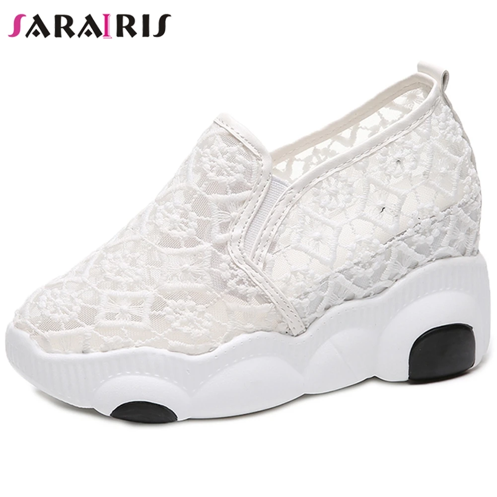 

SARAIRIS New On Sale Female Fashion Flat Platform Spring Summer Flats Casual Height Incresing Flats Women Mesh Shoes Woman