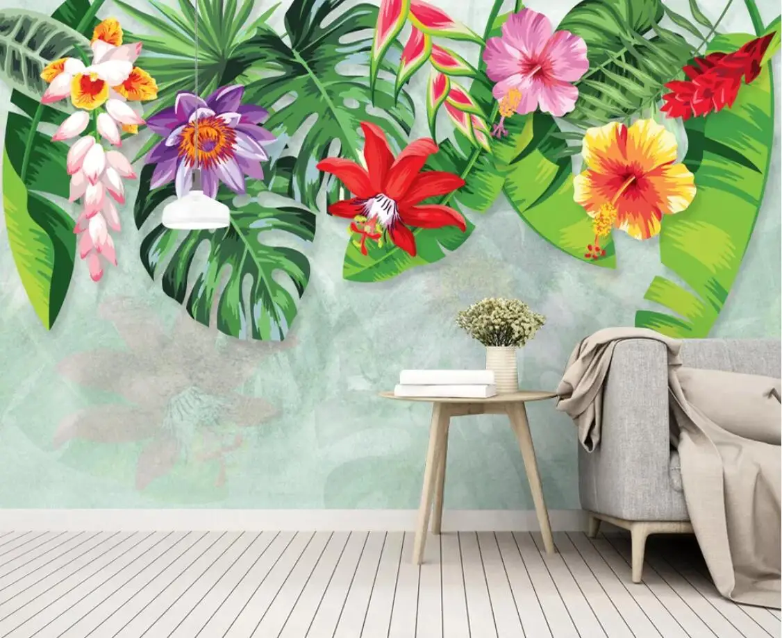 Tropical Wallpaper Flower Popular Wall Murals Painting Home Wall Decor  Banana Leaf Wallpaper Canvas Prints Large Hd Wall Decor - Wallpapers -  AliExpress