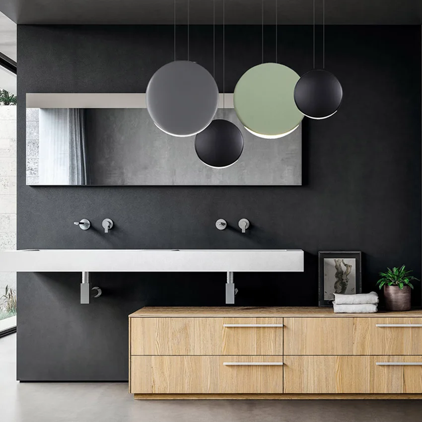 Modern LED Aluminum Round Color Pendant Lights Nordic Bar Cafe Living Room Hanging Lamp Bedroom Bedside Decoration Light Fixture