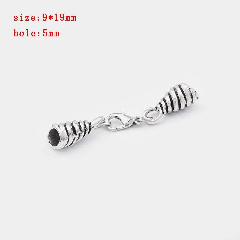 5 sets Zinc Alloy Clasp Lobster Clasps Hook End Caps Connectors For 5/6/7/8/10mm Leather Cord Bracelet Necklace Jewelry Making - Цвет: 22